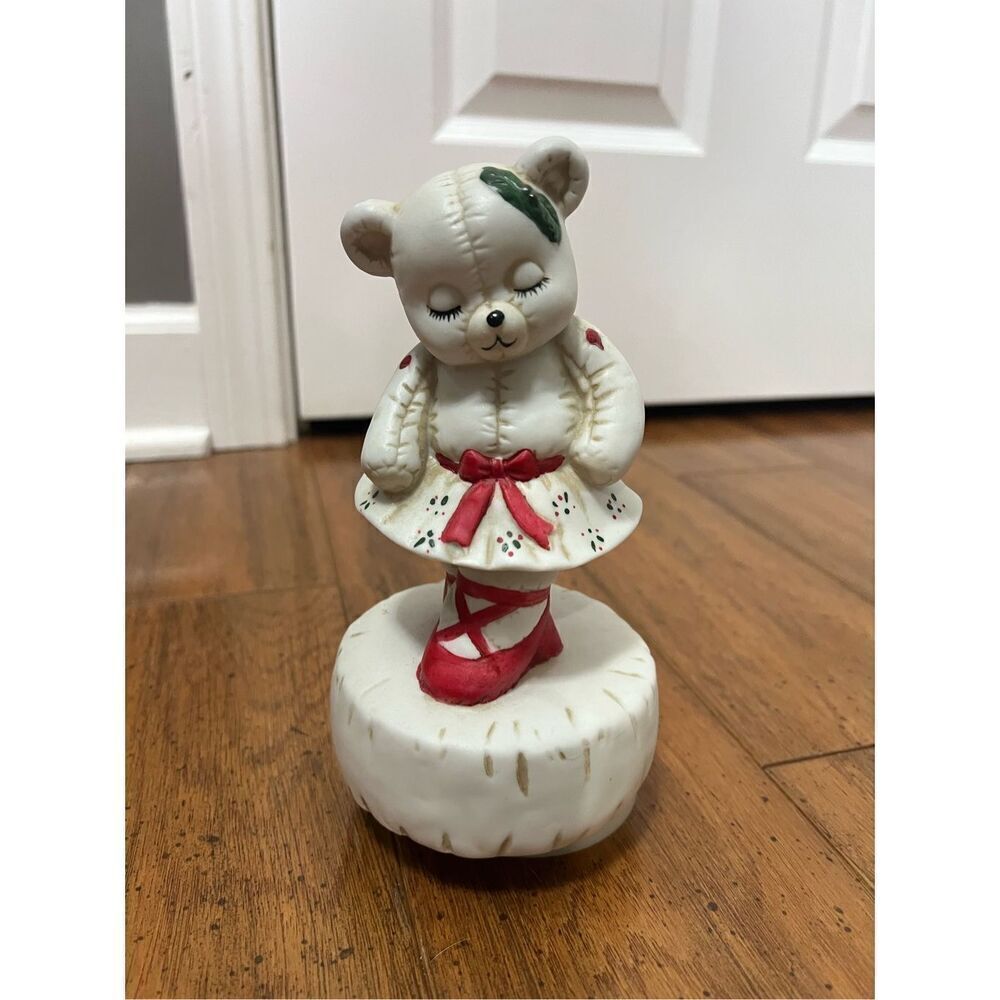 Vintage twirling bear ballerina music box